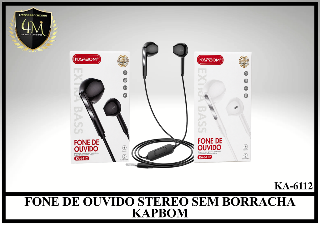 D53 - FONE DE OUVIDO STEREO SEM BORRACHA KAPBOM KA-6112