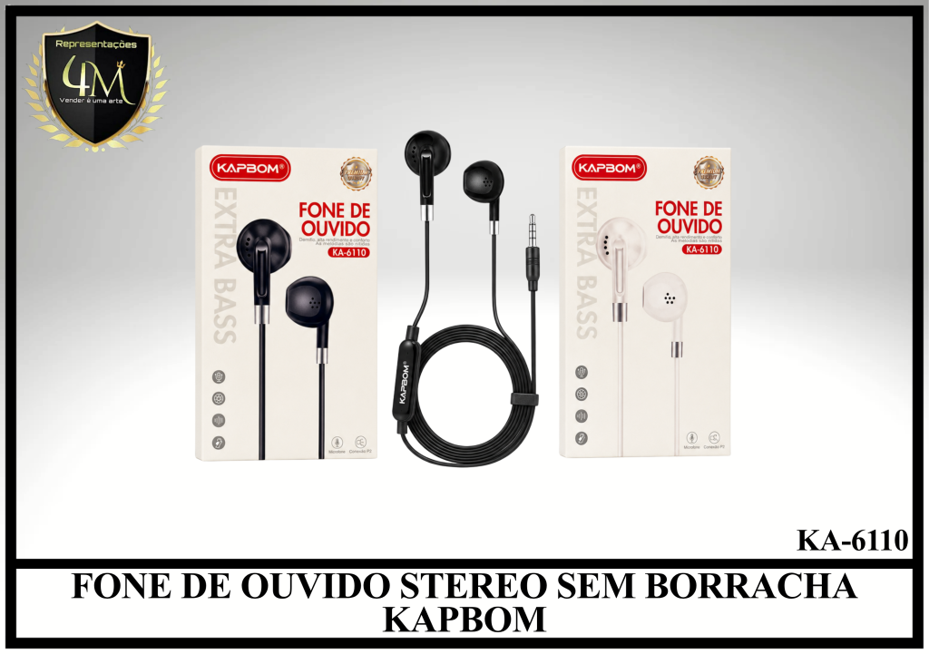 D54 - FONE DE OUVIDO STEREO SEM BORRACHA KAPBOM KA-6110