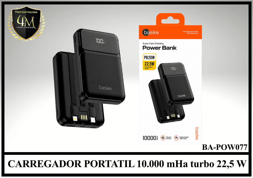 E017 CARREGADOR PORTATIL 10.000 mHa turbo 22,5 W BA-POW077