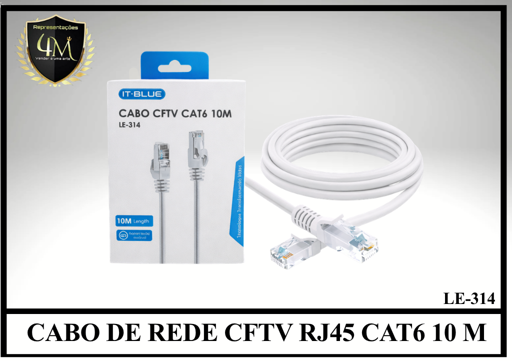 A50-3 - CABO DE REDE CFTV RJ45 CAT6 10 METROS LE-314