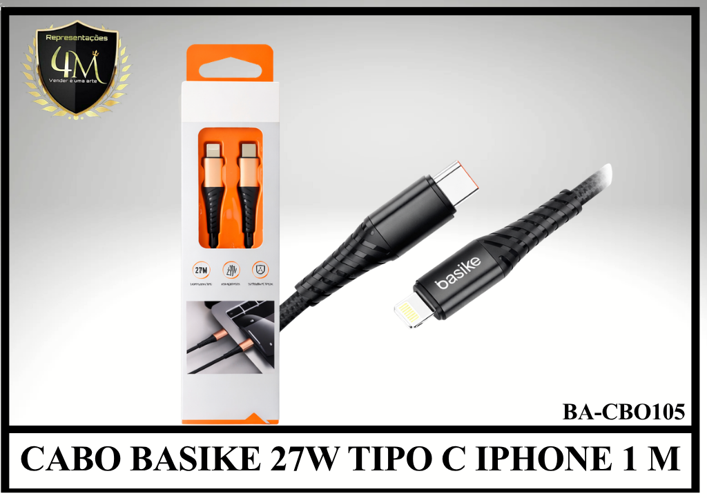 A51 - CABO BASIKE 27W TIPO C IPHONE 1 METRO BA-CBO105