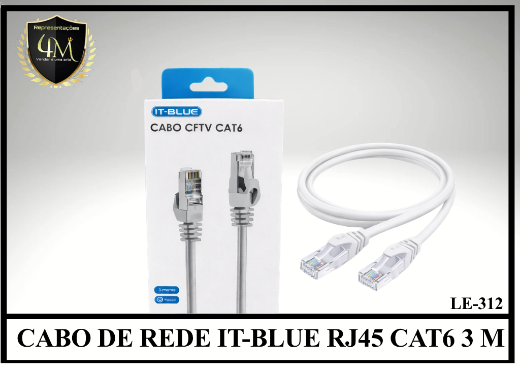A50-1 - CABO DE REDE IT-BLUE RJ45 CAT6 3 METROS LE-312