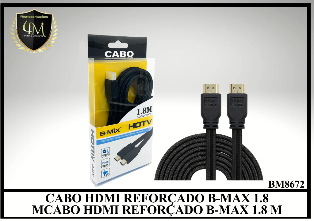 A55 - CABO HDMI REFORÇADO B-MAX 1.8 METROS BM8672