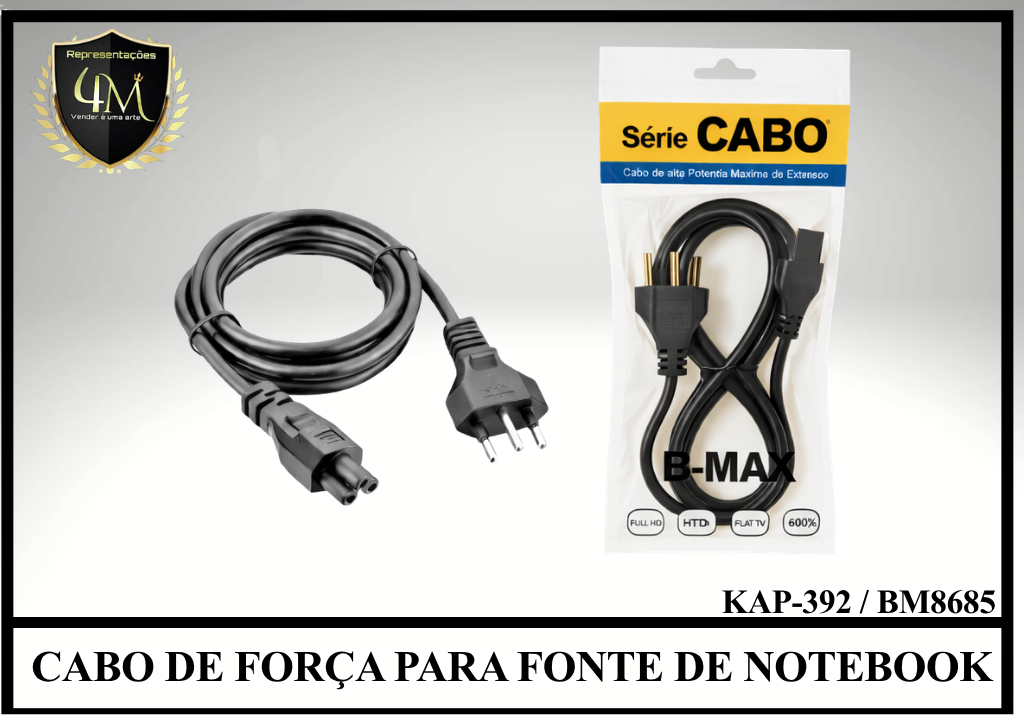 A58 - CABO DE FORÇA PARA FONTE DE NOTEBOOK KAP-392 / BM8685