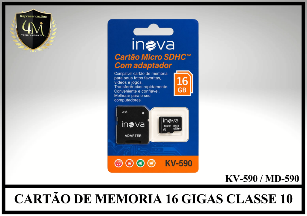 CM 04 CARTÃO DE MEMORIA 16 GIGAS CLASSE 10 KV-590 / MD-590
