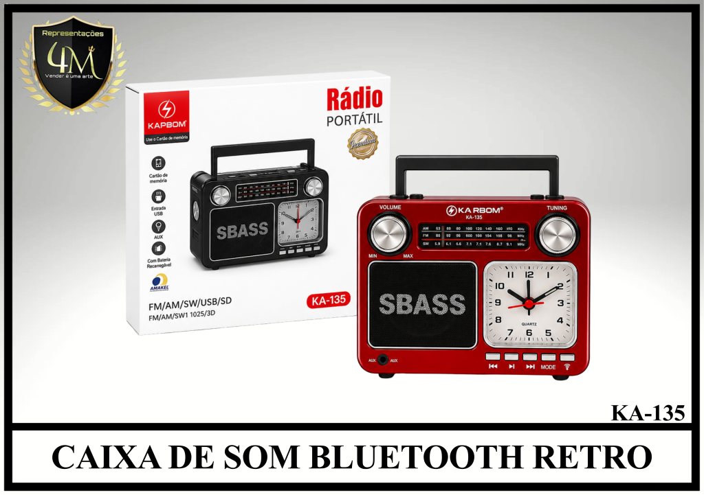 CX 15 CAIXA DE SOM BLUETOOTH RETRO KA-135