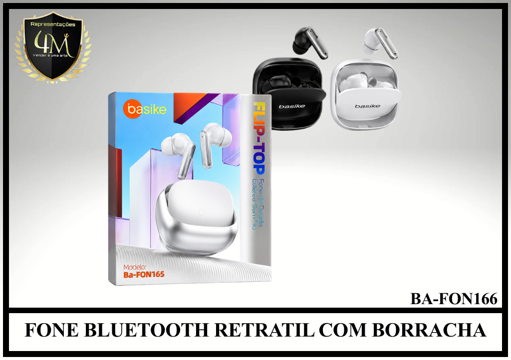 D080 - FONE BLUETOOTH RETRATIL COM BORRACHA BA-FON166