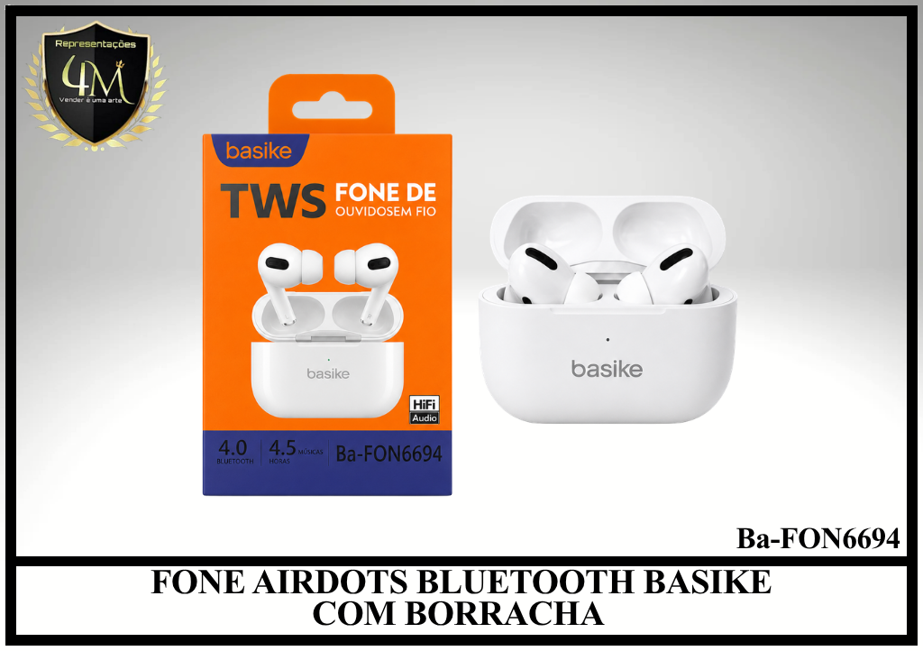 D091 - FONE AIRDOTS BLUETOOTH BASIKE COM BORRACHA Ba-FON6694