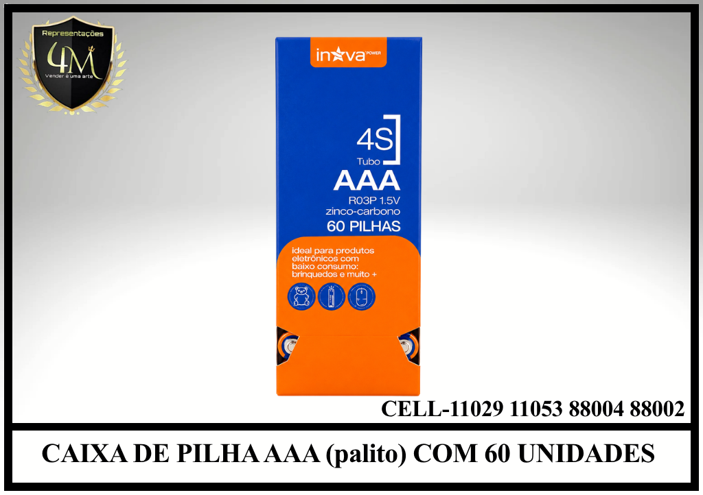PI 17 CAIXA DE PILHA AAA (palito) COM 60 UNIDADES CELL-11029 11053 88004 88002