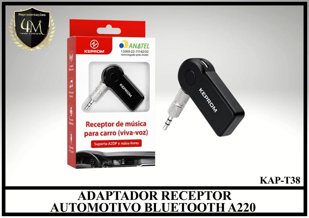 RE 04 ADAPTADOR RECEPTOR AUTOMOTIVO BLUETOOTH A220 KAP-T38