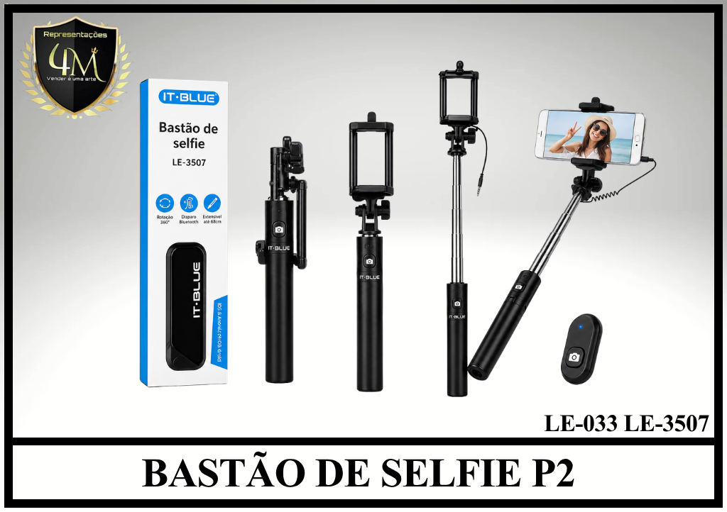 SEL 02 BASTÃO DE SELFIE P2 LE-033 LE-3507