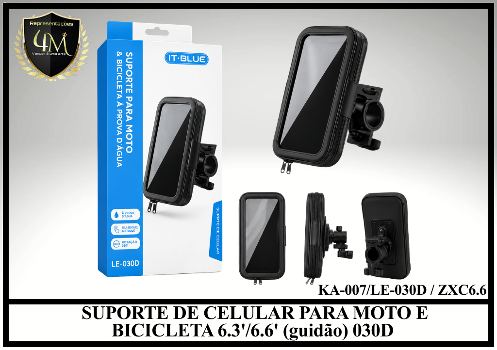 SU 05 - SUPORTE DE CELULAR PARA MOTO E BICICLETA 6.3'/6.6' (guidão) 030D KA-007/LE-030D / ZXC6.6