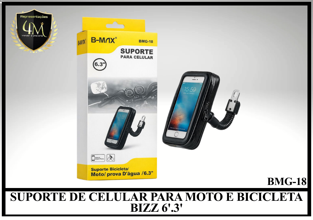 SU 12 SUPORTE DE CELULAR PARA MOTO E BICICLETA BIZZ 6'.3' SPO 5327 BMG-18 c036 le-059 le-076