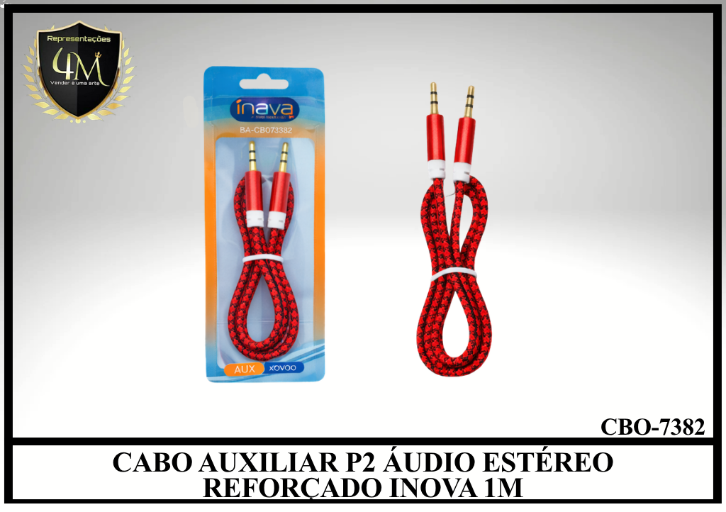 A63 - CABO AUXILIAR P2 ÁUDIO ESTÉREO REFORÇADO INOVA 1M CBO-7382