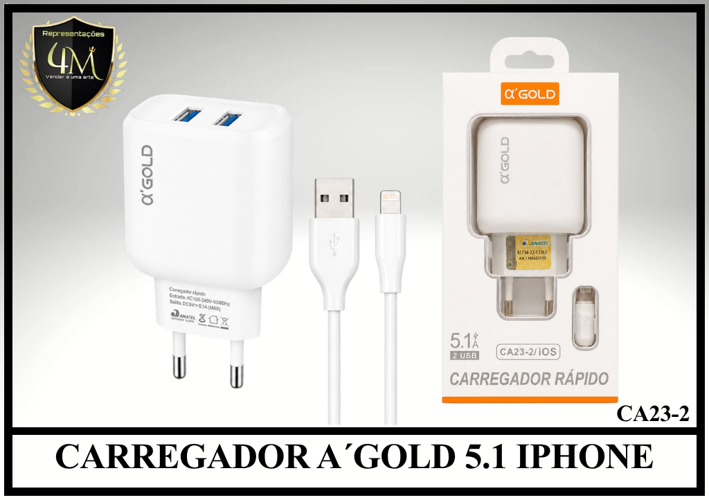 B50 - CARREGADOR A´GOLD 5.1 IPHONE CA23-2/ CA20-2