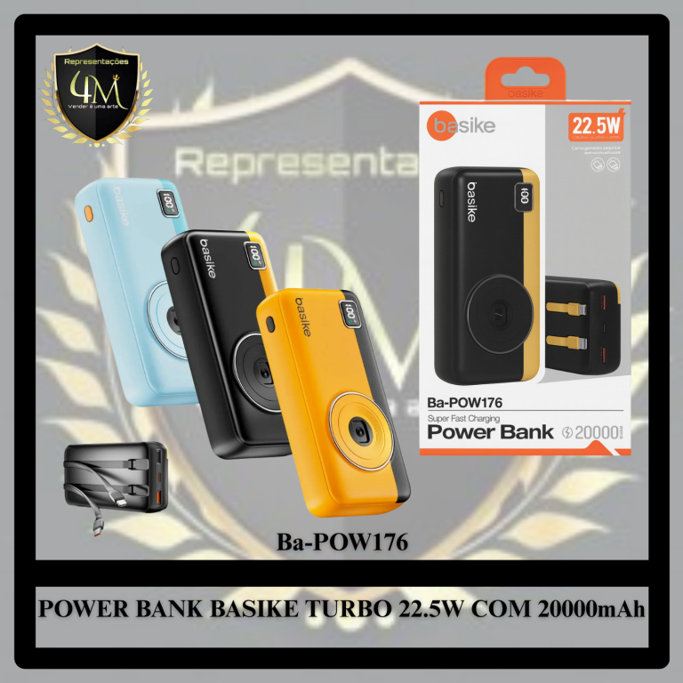 E019 POWER BANK BASIKE TURBO 22.5W COM 20000mAh Ba-POW176
