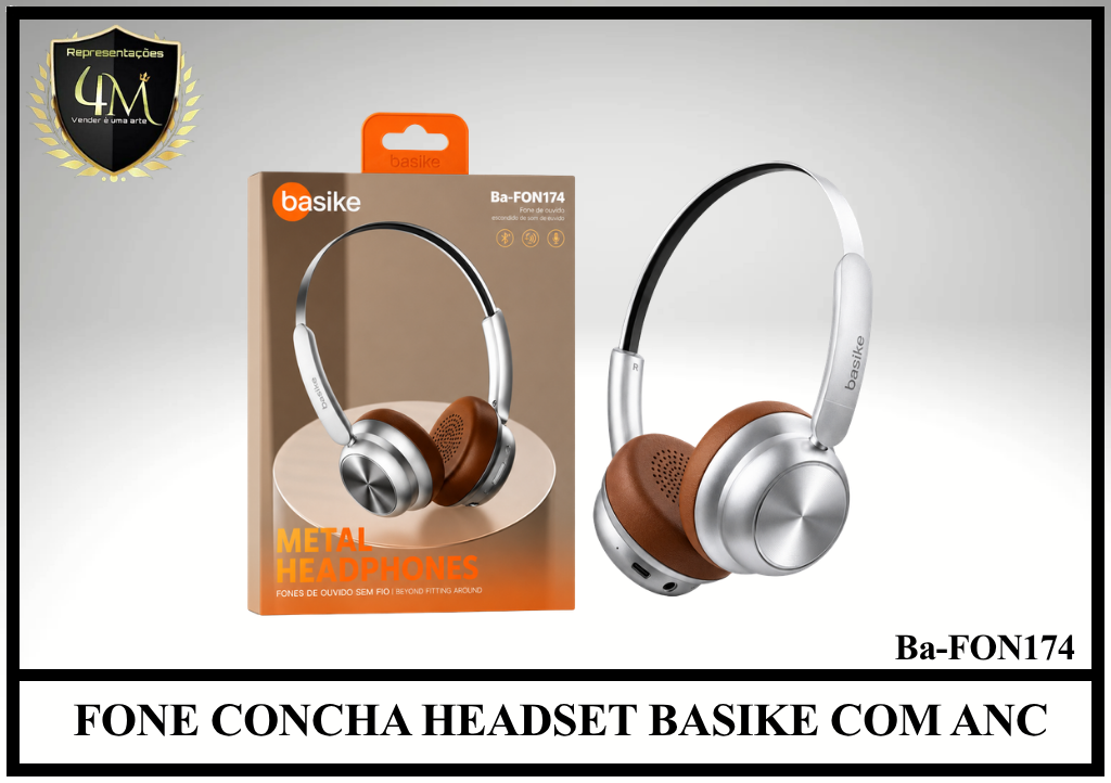 D092 - FONE CONCHA HEADSET BASIKE COM ANC Ba-FON174