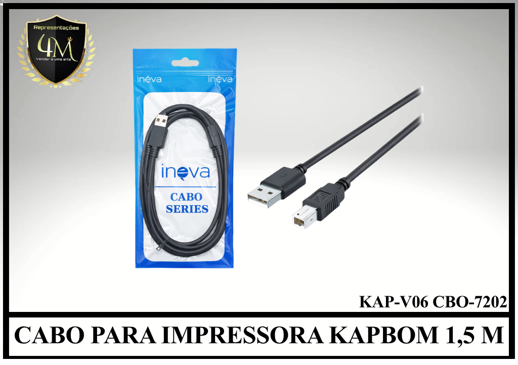 A70 - CABO PARA IMPRESSORA KAPBOM 1,5 METROS KAP-V06 CBO-7202