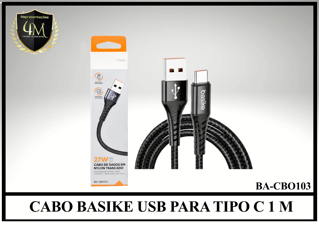 A71 - CABO BASIKE USB PARA TIPO C 1 METRO BA-CBO103