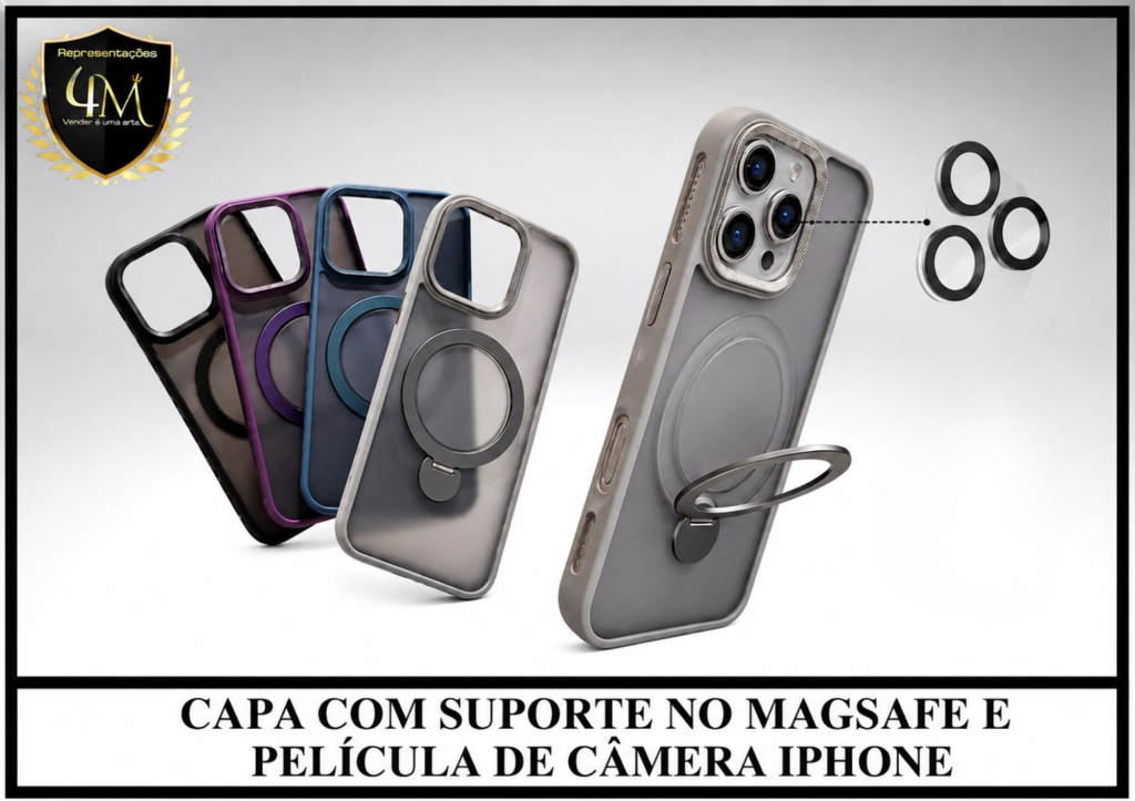 WM10 CAPA COM SUPORTE NO MAGSAFE E PELICULA DE CAMERA IPHONE 14 PRO MAX MY CHOICE