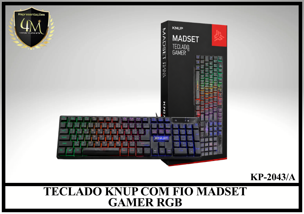 J02 - TECLADO KNUP COM FIO MADSET GAMER RGB KP-2043/A