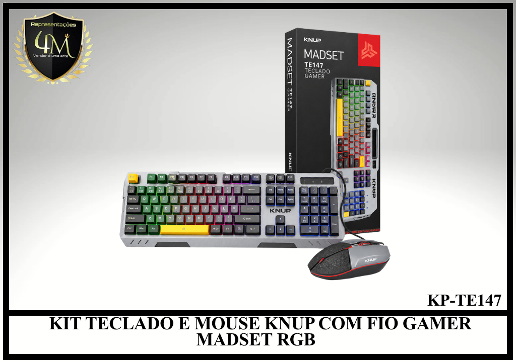 J03 - KIT TECLADO E MOUSE KNUP COM FIO GAMER MADSET RGB KP-TE147