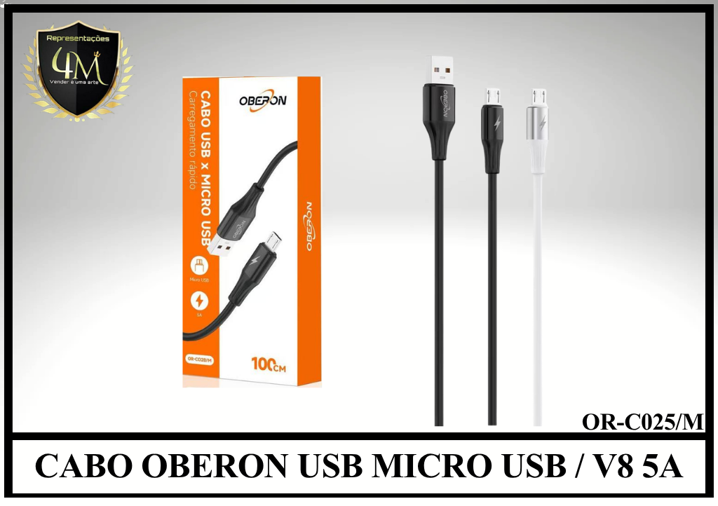 A80 - CABO OBERON USB MICRO USB / V8 5A OR-C025/M