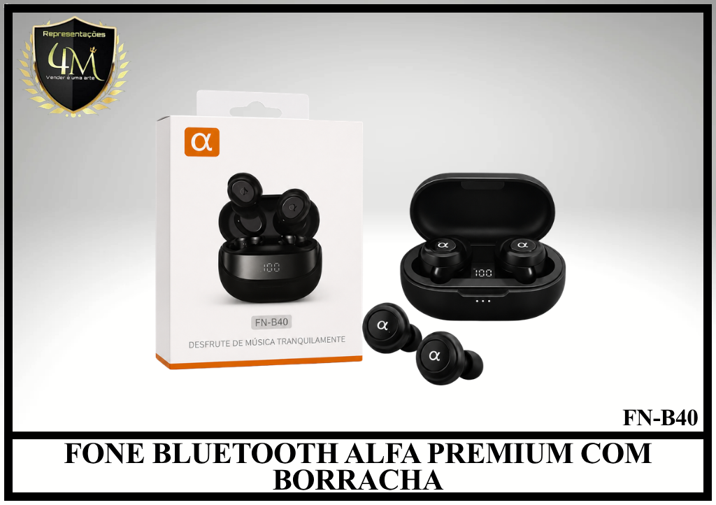 D103 - FONE BLUETOOTH ALFA PREMIUM COM BORRACHA FN-B40