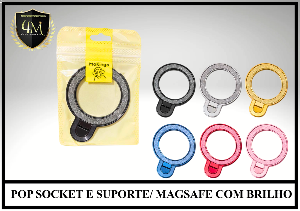 O12 POP SOCKET E SUPORTE/ MAGSAFE COM BRILHO
