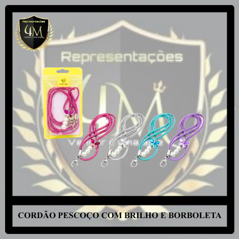 O08 CORDÃO PESCOÇO COM BRILHO E BORBOLETA