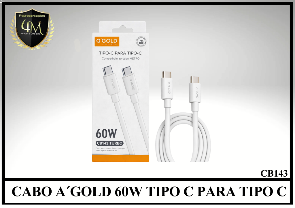 A82 - CABO A´GOLD 60W TIPO C PARA TIPO C CB143
