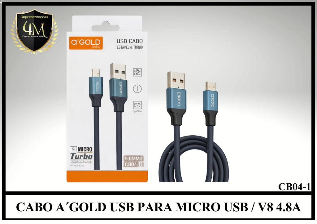 A83 - CABO A´GOLD USB PARA MICRO USB / V8 4.8A CB04-1
