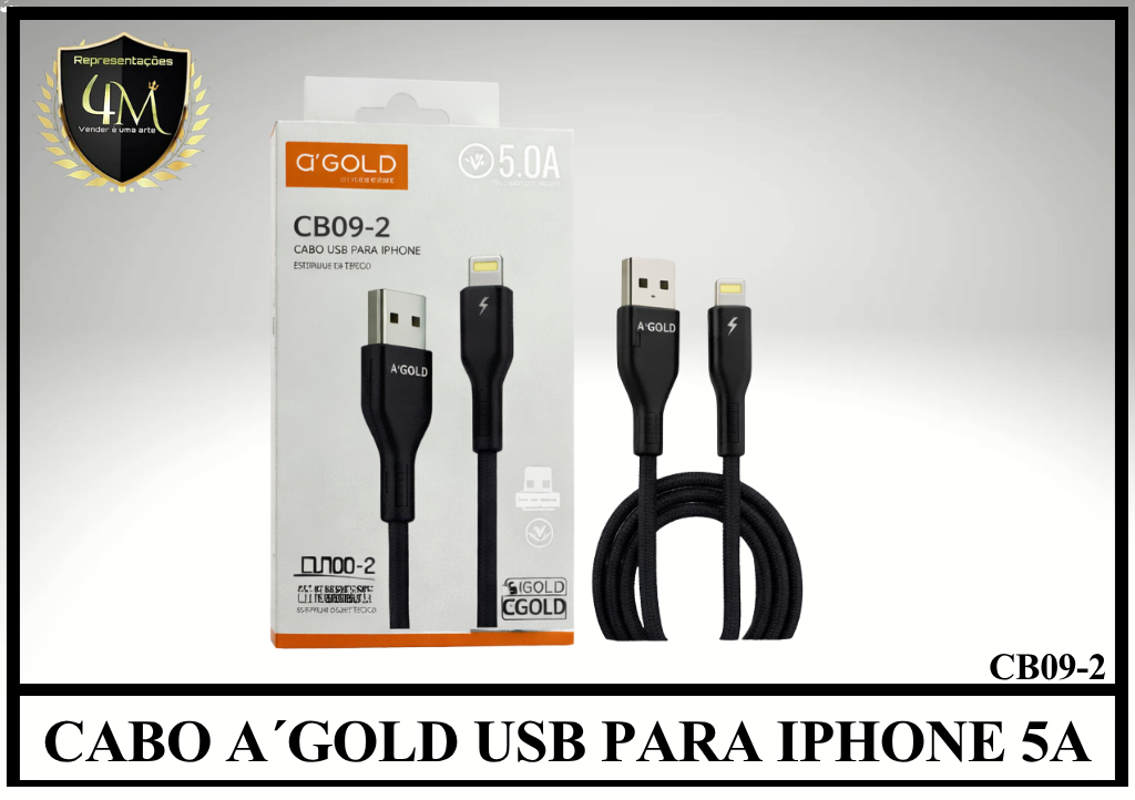 A86 - CABO A´GOLD USB PARA IPHONE 5A CB09-2