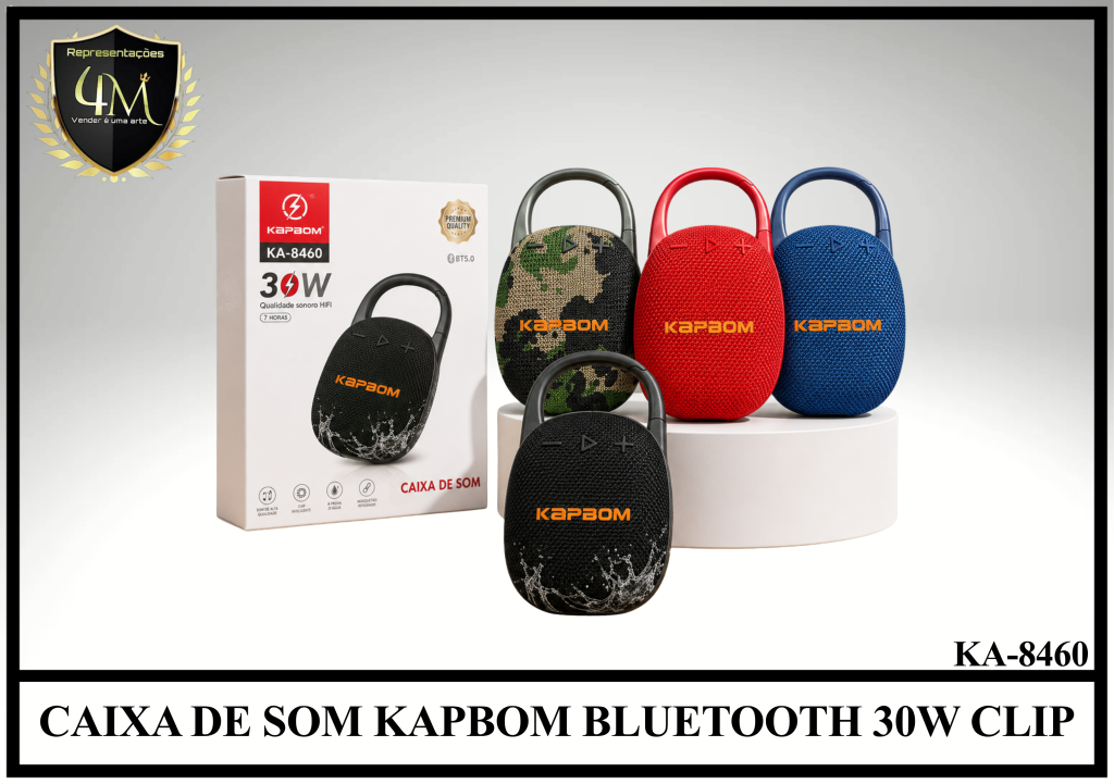 CX 17 CAIXA DE SOM KAPBOM BLUETOOTH 30W CLIP KA-8460