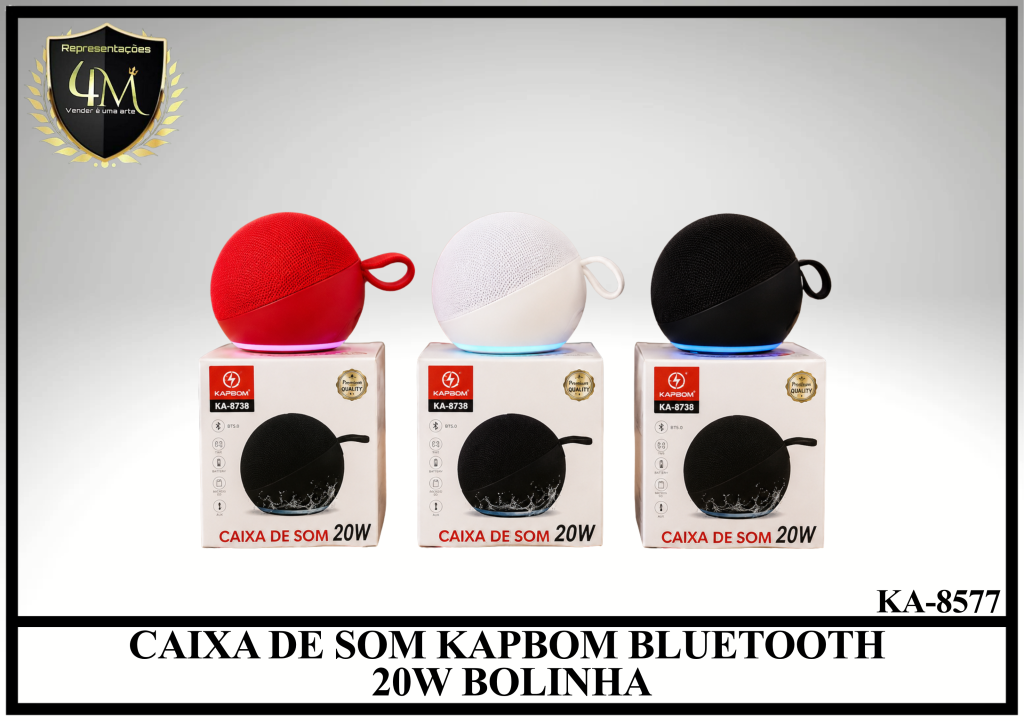 CX 18 CAIXA DE SOM KAPBOM BLUETOOTH 20W BOLINHA KA-8577