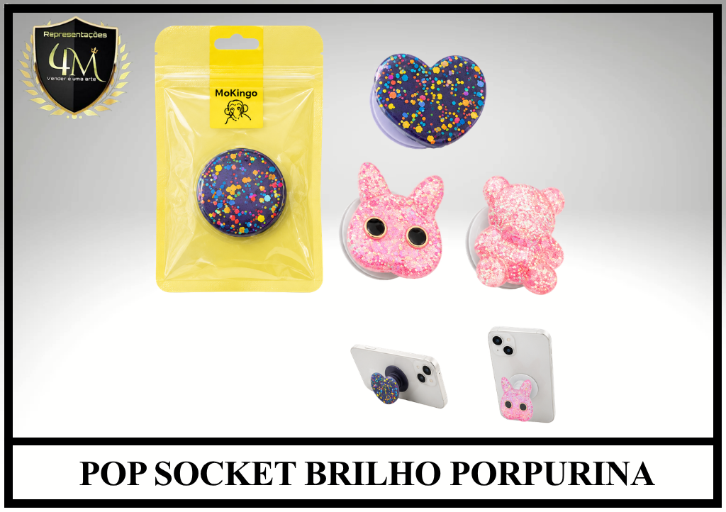 O18 POP SOCKET BRILHO PORPURINA