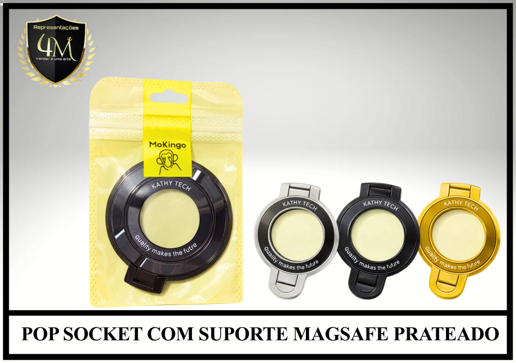 O21 POP SOCKET COM SUPORTE MAGSAFE PRATEADO