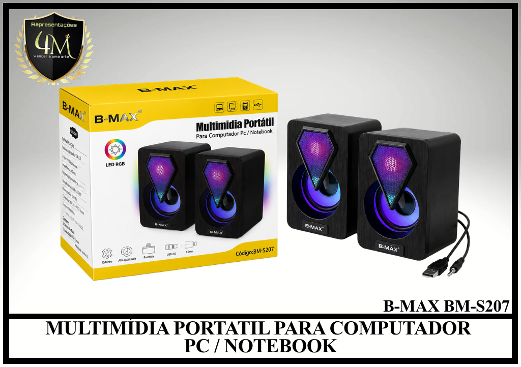 CXPC 02 MULTIMÍDIA PORTATIL PARA COMPUTADOR PC / NOTEBOOK B-MAX BM-S207