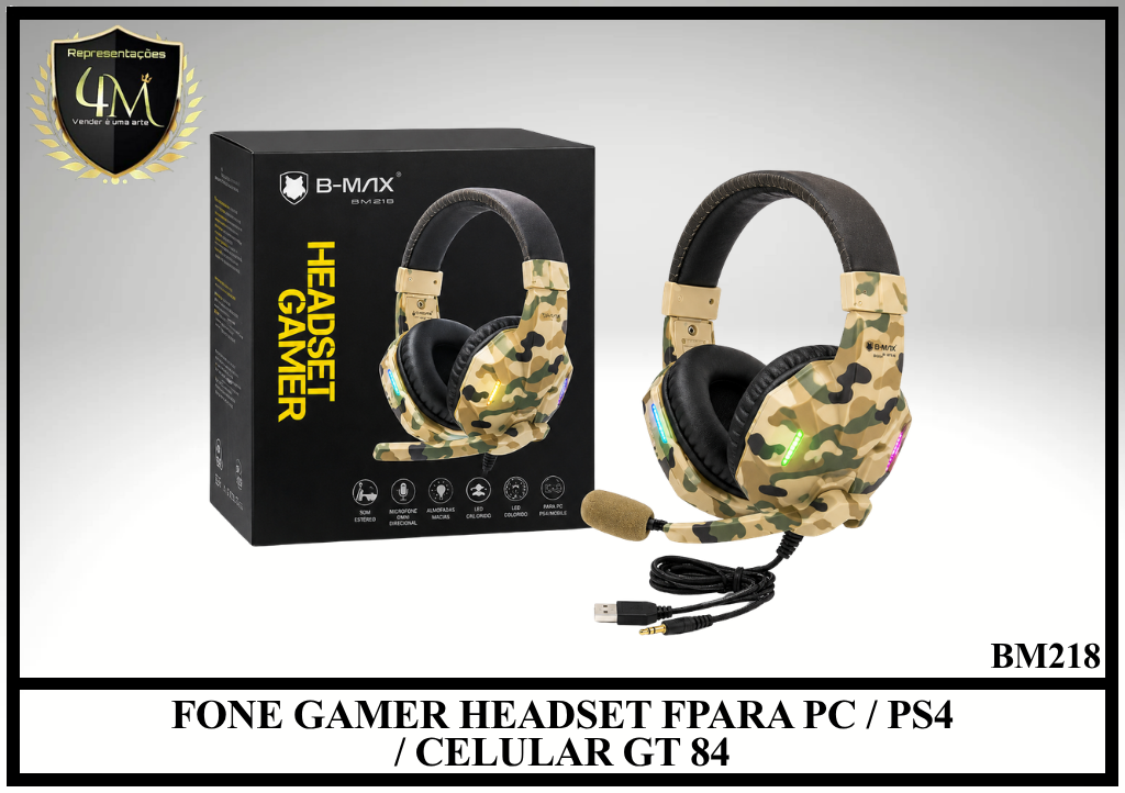 FCF 02  FONE GAMER HEADSET FPARA PC / PS4 / CELULAR GT 84 BM218