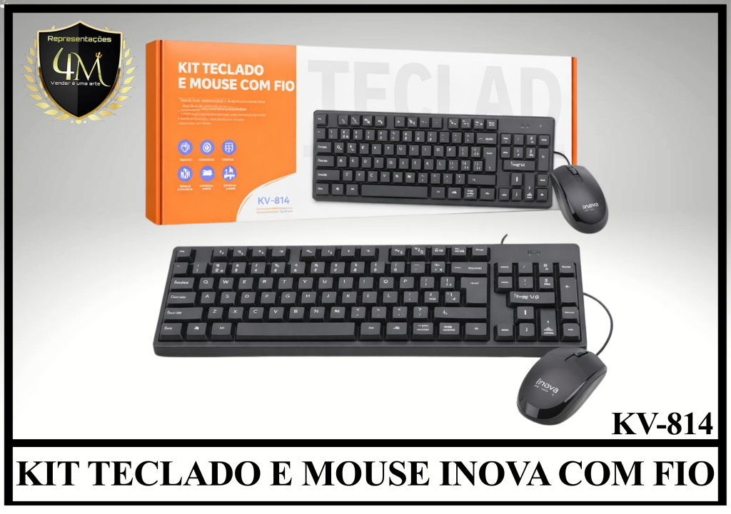 J05 - KIT TECLADO E MOUSE INOVA COM FIO KV-814