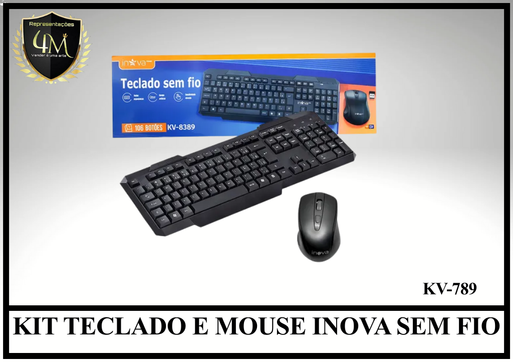 J06 - KIT TECLADO E MOUSE INOVA SEM FIO KV-789