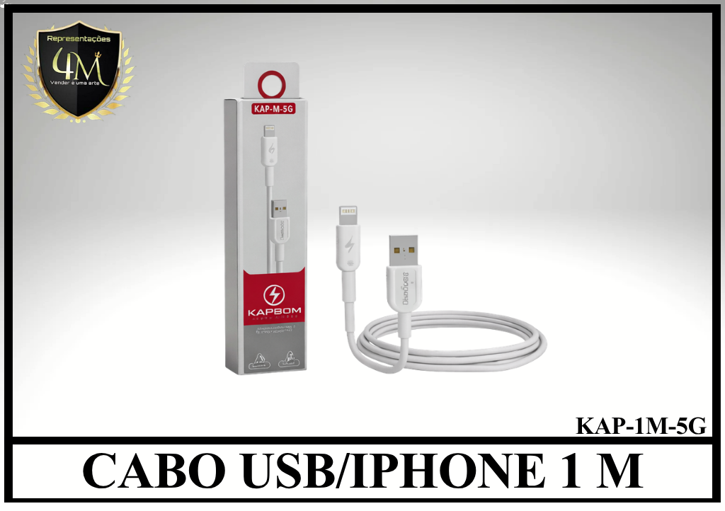 A93 -  CABO KAPBOM USB PARA IPHONE 1 METRO KAP-1M-5G