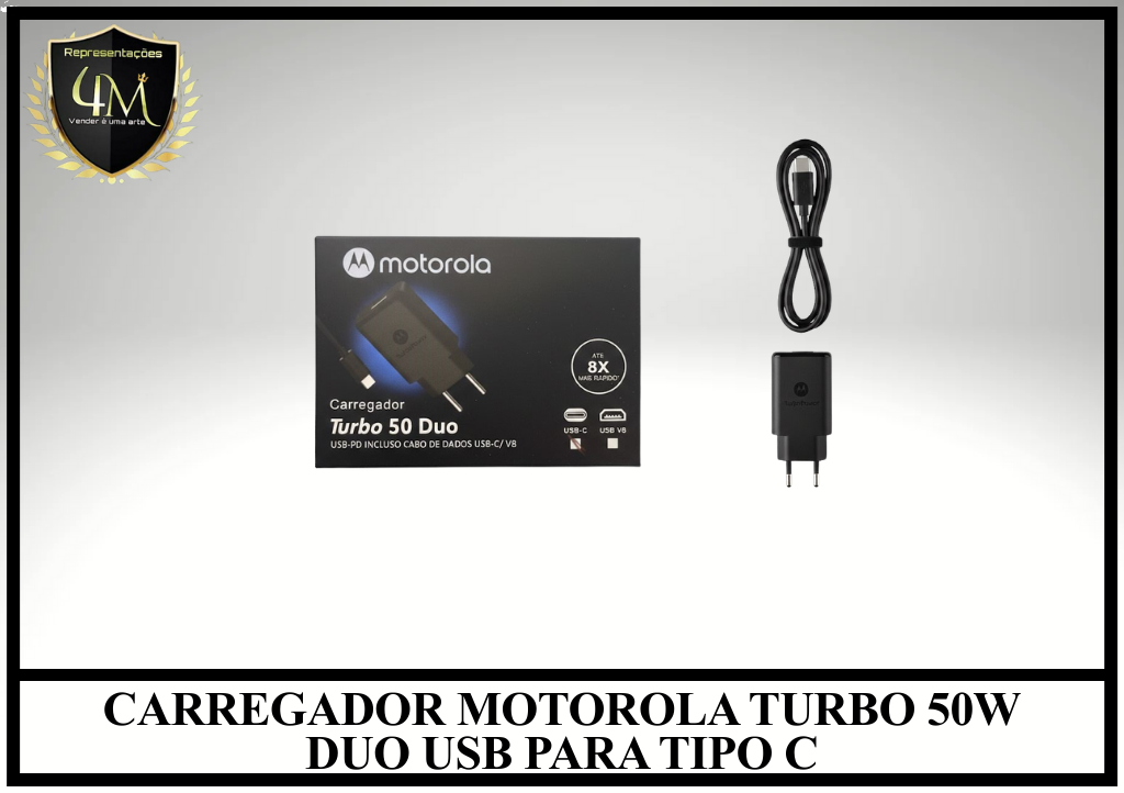 B55 - CARREGADOR MOTOROLA TURBO 50W DUO USB PARA TIPO C
