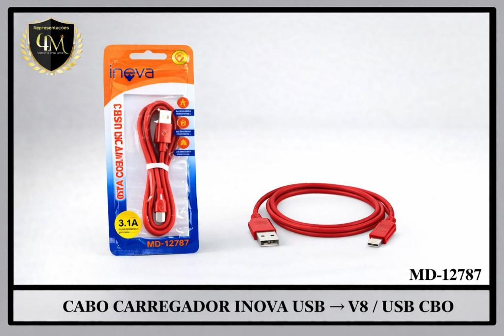 A103 - CABO PACOTINHO CARREGADOR INOVA V8/ USB CBO MD-12787 / KV-086