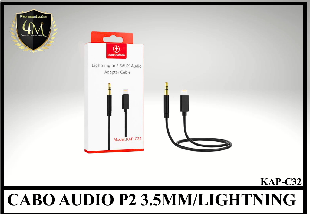A104 - CABO KAPBOM AUDIO P2 3.5mm/LIGHTNING   KAP-C32