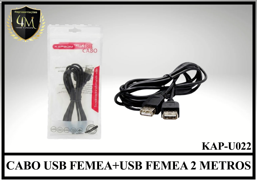 A112 - CABO USB FEMEA+USB FEMEA 2 METROS KAP-U022