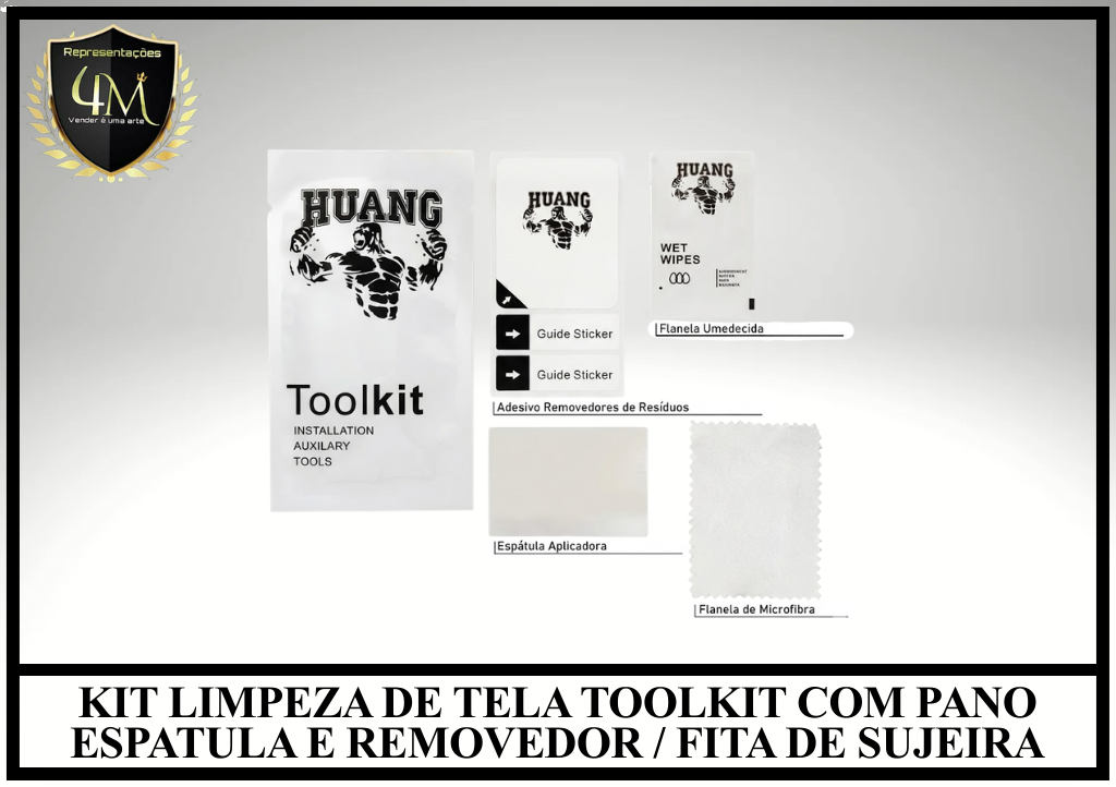 LIM 03 KIT LIMPEZA DE TELA TOOLKIT COM PANO ESPATULA E REMOVEDOR / FITA DE SUJEIRA