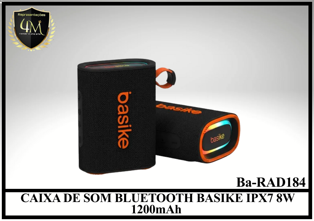 CX 20 CAIXA DE SOM BLUETOOTH BASIKE IPX7 8W 1200mAh Ba-RAD184