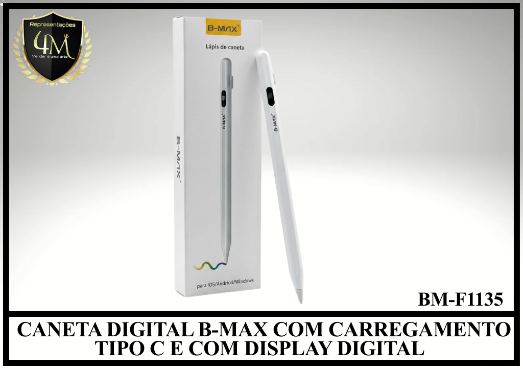 CAN 03 CANETA DIGITAL B-MAX COM CARREGAMENTO TIPO C E COM DISPLAY DIGITAL BM-F1135