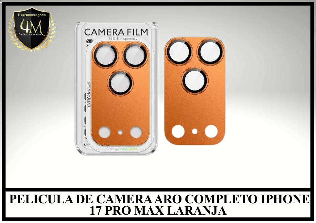 XPCC 04 PELICULA DE CAMERA ARO COMPLETO IPHONE 17 PRO MAX LARANJA